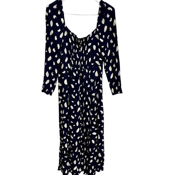 Reformation Sigmund Midi Dress Splatter Pattern Print Milkmaid Feminine Size 6 - Picture 4 of 6